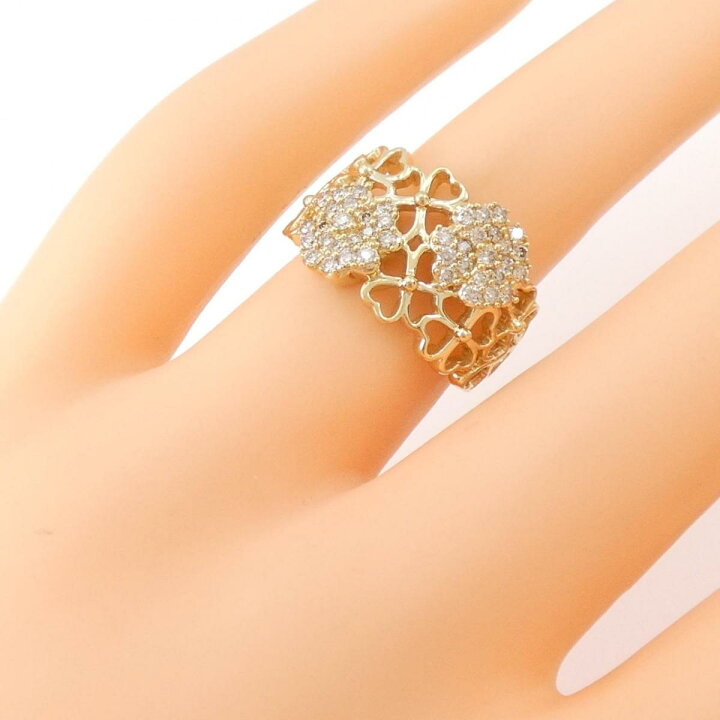 楽天市場】K18YG フラワー ダイヤモンド リング 0.37CT【中古 ｜リング  