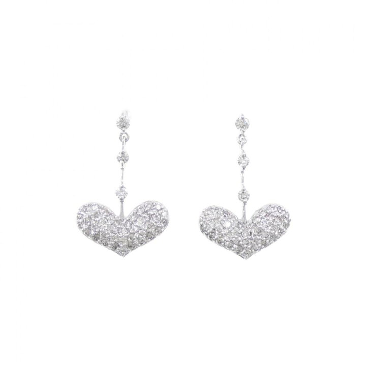 楽天市場】K18WG パヴェ ハート ダイヤモンド ピアス 0.50CT【中古  