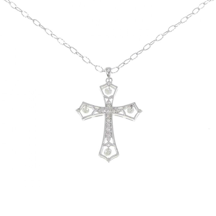 楽天市場】K18WG クロス ダイヤモンド ネックレス 0.52CT【中古  