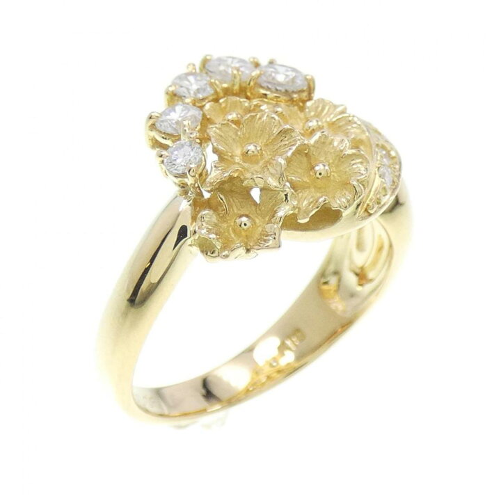 楽天市場】K18YG フラワー ダイヤモンド リング 0.37CT【中古 ｜リング  