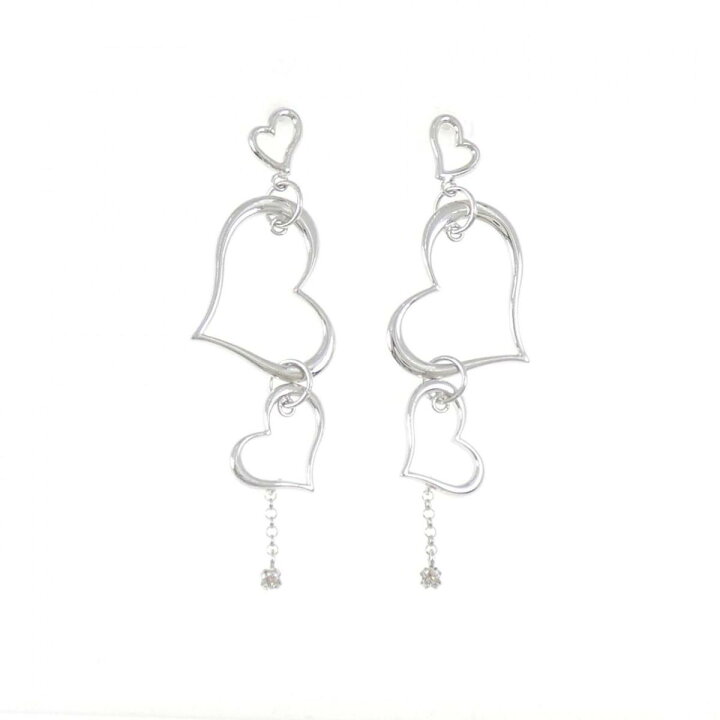 楽天市場】【KOMEHYO】 K18WG ハート ダイヤモンド ピアス 0.02CT  