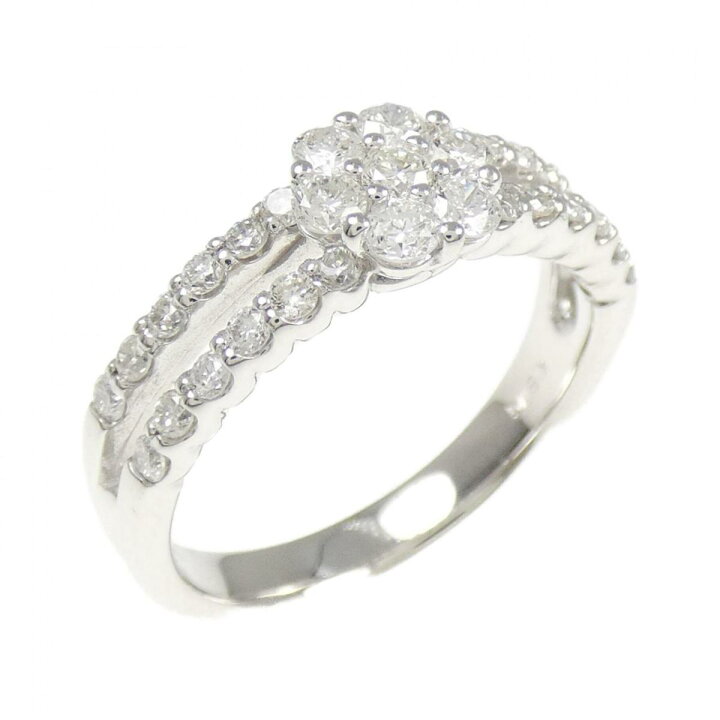 楽天市場】K18WG フラワー ダイヤモンド リング 0.70CT【中古  