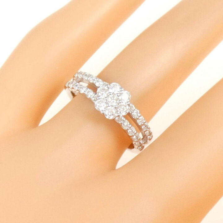 楽天市場】K18WG フラワー ダイヤモンド リング 0.70CT【中古  