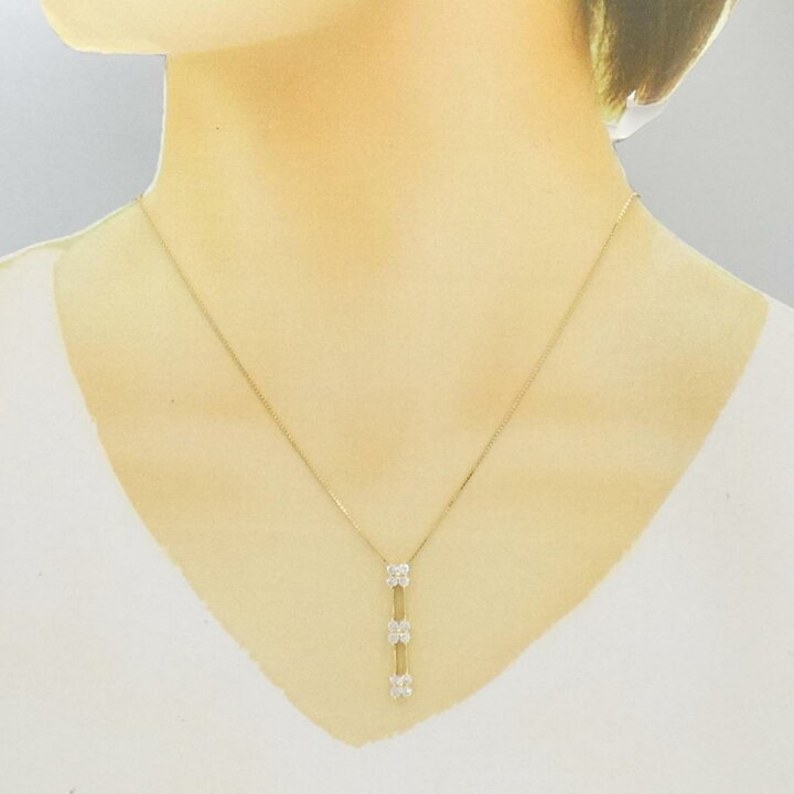 楽天市場】K18YG フラワー ダイヤモンド ネックレス 0.70CT【中古  