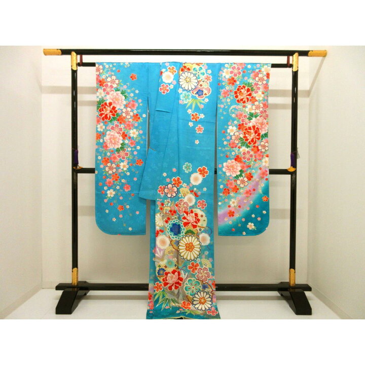 未使用品】振袖 友禅金彩加工 刺繍入りボカシ染 （楽天市場】【未使用  