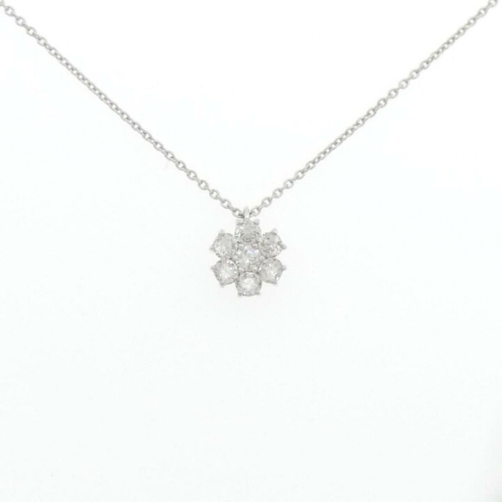 楽天市場】K18WG フラワー ダイヤモンド ネックレス 0.50CT【中古  