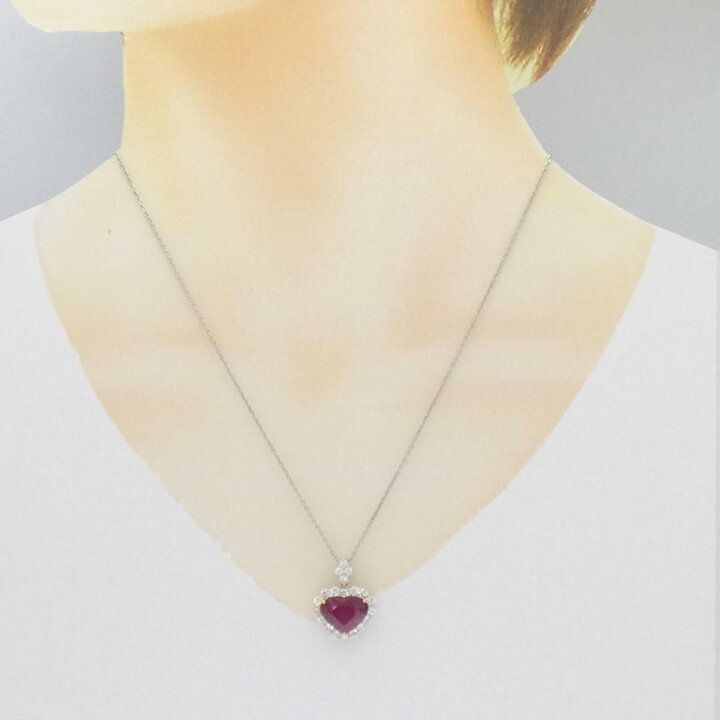 楽天市場】PT/K18YG ハート ルビー ネックレス 6.072CT【中古  