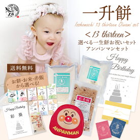 一升餅 一升米 お祝い 11点 セット リュック お祝い 小分け ＼餅 米 赤飯／ 選べる 赤ちゃん セット《アンパンマンリュック》1歳 誕生日 名前入り かわいい おしゃれ 人気 命名書 風呂敷 選び取り カード 一生餅 一生米 誕生餅 背負い餅 踏み餅 初誕生 送料無料[13thirteen]