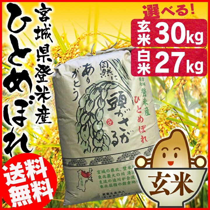 楽天市場】米 30kg 白米 27kg 玄米 30kg 送料無料 令和7年 宮城県産 