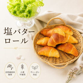 塩バターロールパン（2個セット） 自然栽培 米粉パン 白砂糖不使用 卵不使用 乳製品不使用 無農薬
