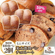 ＼半額セール ★1090⇒540円 ／ 50％OFF チョコパン 小さい 食パン 無添加 米粉パン ミニ 2個 チョコレー…