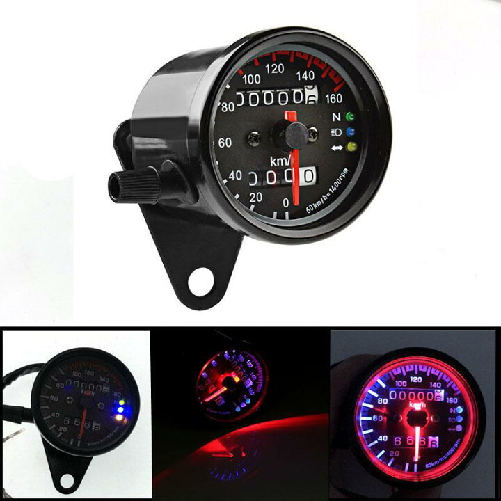 楽天市場】スピードメーター 機械式 DC 12V 160km/h バイク用 汎用 