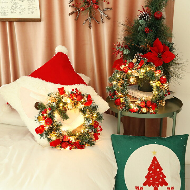 楽天市場 クリスマスリース クリスマス飾り Led 電池式 玄関リース 30cm ドア 窓 オーナメント インテリアの飾り クリスマス 花輪 華やか 可愛い デコレーション おしゃれ イベント パーティー 装飾 壁飾り フラワーリング アートフラワーリース 玄関 リビング 子供部屋