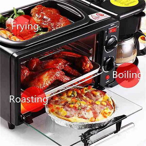 トースター 2枚焼き オーブントースター 3in1ロースター コーヒーマシン トースター バーベキュー調理 上下ヒーター タイマー機能付き 温度制御機能 グリル付き