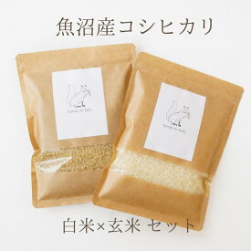 魚沼産コシヒカリ 新米 玄米 げんまい お試し 2000円 送料無料 白米×玄米セット 450g 3合 セット 腸活 美容 健康 糖質制限 ダイエット 低GI 食物繊維 健康食 買い回り ポイント消化 敬老の日 コメノコト ギフト プレゼント 内祝い 出産 結婚 お祝い 粗品 お米 コメ