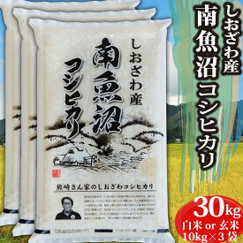 米 令和5年 コシヒカリ 【玄米 30kg】新潟県 南魚沼しおざわ産 コシヒカリ 玄米30kg（10kg×3袋） 出荷当日精米 【10kgごとに精米方法が選べる】 単一原料米 米 お米 玄米 白米 30キロ 魚沼産 塩沢 コシヒカリ100% 匠のお米 送料無料 【12時までのご注文は当日出荷】