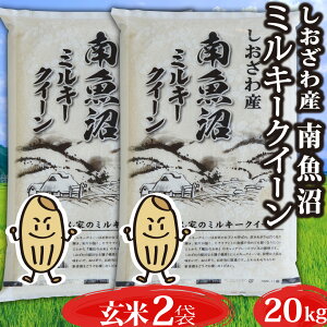 新米 令和7年 米 新潟県南魚沼産 ミルキークイーン 玄米 20kg 精米無料 出荷当日精米 単一原料米 米 おこめ お米 玄米 白米 20キロ うおぬま 低アミロース米 もち米並にもちもち甘い 絶品米 送