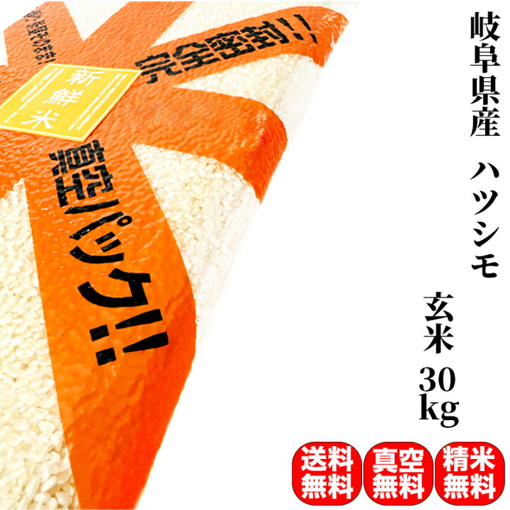 岐阜県産ハツシモ】玄米30kg 