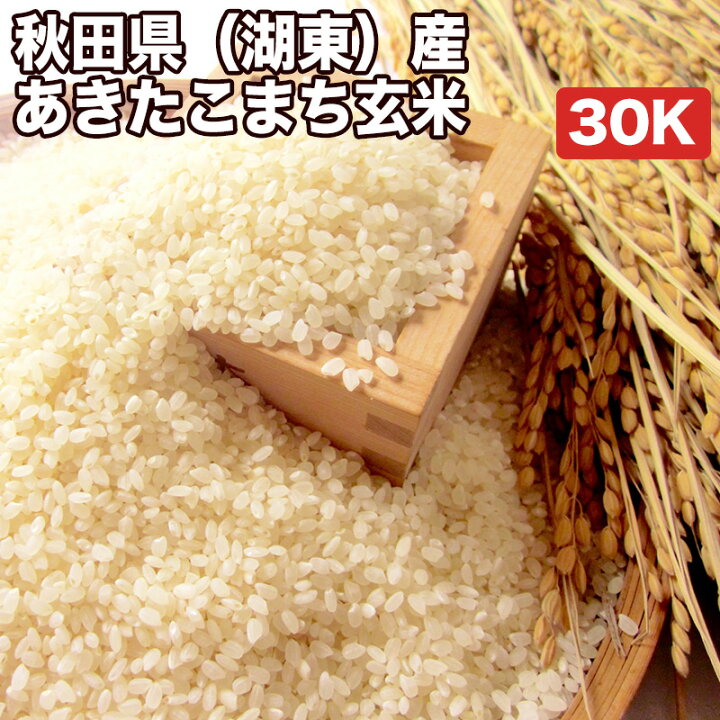 楽天市場】秋田県 湖東産 あきたこまち 玄米 30kg（5kg×6袋）令和4年産  
