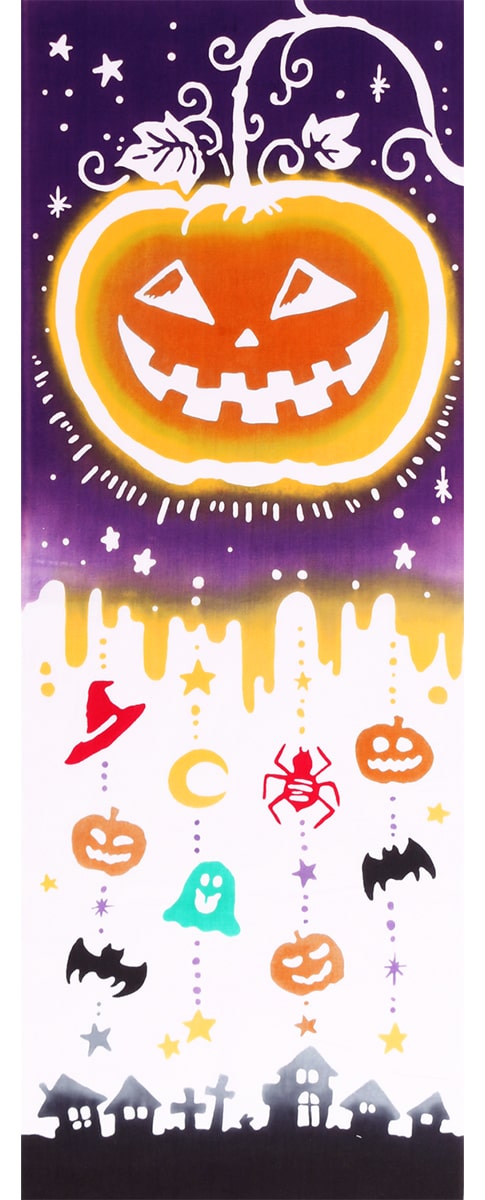 手ぬぐい ジャック・オー・ランタン ハロウィン halloween かぼちゃ 秋 四季 季節 注染 本染 日本製 和雑貨 Airashika あいらしか TE-7027-01【メール便8点まで】