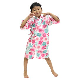 子供 甚平 豆柄 くじら 矢絣 あさがお 大桜 花ウサギ 90 100 110 120 130 140 150 ここち キッズ 夏 男の子 女の子 半袖 AD003-23