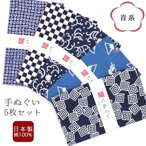 【0のつく日 24h限定 店内全品10%OFF】手ぬぐい 5枚セット 青系日本製 手拭い 剣道 和雑貨 ハンカチ タオル 綿 ラッピング 熨斗 ふきん 洗顔 粗品 彩 irodori TE-X5-06026-IR