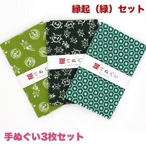 【0のつく日 24h限定 店内全品10%OFF】手ぬぐい 3枚セット 縁起(緑)セット 日本製 手拭い 剣道 和雑貨 ハンカチ タオル 綿 ラッピング 熨斗 ふきん 洗顔 粗品 彩 irodori TE-X3-019