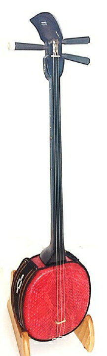 楽天市場】三線 本皮 本蛇皮強化張り：レッド 真壁型 黒塗り 