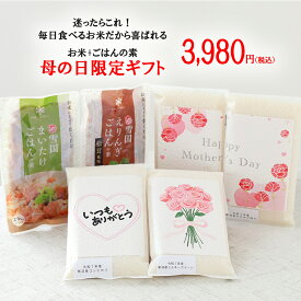 母の日 ギフト お米 4種セット 無洗米 ／ 新之助 ミルキークイーン 魚沼産コシヒカリ みずほの輝き 簡単ごはんの素 2P 送料無料 食べ比べ 新潟米 五ツ星お米マイスター監修 実用的 プレゼント ※他商品の同梱不可