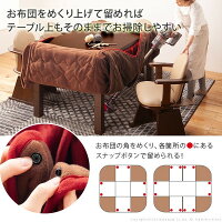 ハイタイプこたつ150x90cm6点セット(こたつ本体+専用省スペース布団+回転椅子4脚)390