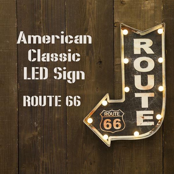American Classic LEDサイン  ROUTE 66 ライト・照明器具 インテリアライト LEDイルミネーション<br>GB22304GAK アメリカ 田舎 クラシック 雰囲気作り 店舗 アクセント リビング