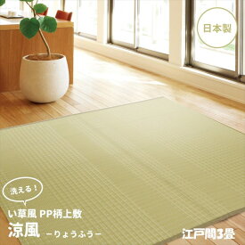 ＼本日P6倍!300円クーポン／日本製 PP柄上敷き「涼風」江戸間3畳 カーペット マット 畳 カーペット ラグ12201230 お手入れ簡単 上敷き い草調PPラグ ペット 清潔 萩原