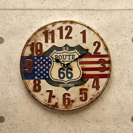 置き時計・掛け時計 掛け時計 壁掛時計 アンティーク エンボスクロック US ルート66 2個セットHLCQ5424 オールディーズ インテリア 店舗 プレゼント