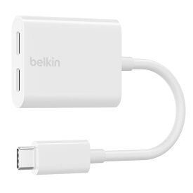 Belkin 2 in 1 USB-Cデュアルアダプター オーディオ&充電対応 USB-C PD60W急速充電対応 Android スマートフォン Galaxy/Xperia/Pixel/AQUOS/iPad Pro/iPad Air/iPhone 15 対応 ホワイト F7U081btWH