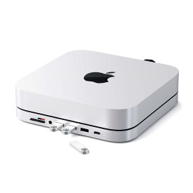 Satechi USB-C アルミニウム スタンド & ハブ (シルバー) (2018/2020 Mac Mini対応) USB-C データポート, Micro/SDカードリーダー, USB 3.0, ヘッドホンジャック