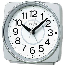 セイコークロック(Seiko Clock) 置き時計 銀色メタリック 本体サイズ:10.8×11.0×6.0cm 目覚まし時計 電波 アナログ KR335S