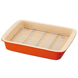 アイメディア(Aimedia) 網付きオーブントースター皿 コンパクト 電子レンジ 食洗機対応 オレンジ