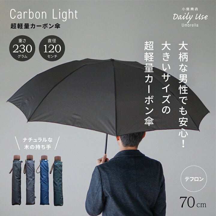 小宮商店 折りたたみ傘 軽量 メンズ 丈夫 カーボン 折り畳み傘 65cm 品質検査済