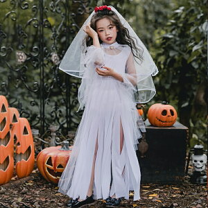 【送料無料】ハロウィン 衣装 子供 コスプレ コスチューム 衣装 3点セット (ワンピース/ベール/ネック飾り) 女の子 仮装 ハロウィン ドレス 魔女 ウェディングドレス 110cm