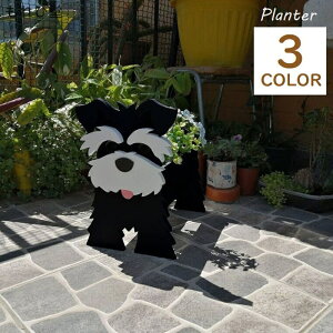 【送料無料】白 黒 グレー おしゃれ 可愛い かわいい 収納ボックス 小物入れ シュナウザー 犬 庭 花壇 ガーデニング 植木鉢 プランター