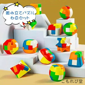 【送料無料】男の子 おもちゃ 暇つぶし 創造力 観察力 脳トレ 孔明パズル カラフル 立体パズル パズル 6点セット 知育玩具 組み立てパズル