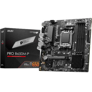 MSI Pro B650M-P AM5 mATX }U[{[hAAMD B650 `bvZbgA4x DDR5XbgA192GB ő僁A1x PCI-E x16A2x M.2Xg[WXbgA4x SATA 6GARealtek 8125BG