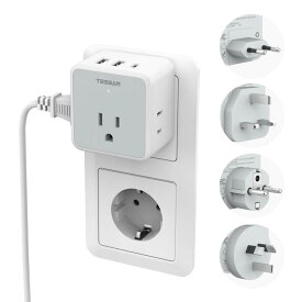 TESSAN 海外旅行用変換プラグ C/BF/SE/Oタイプ 海外コンセント対応 3AC 2USB-A 1USB-C