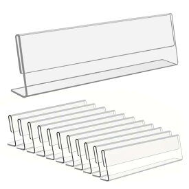 EdisonBrain ネームプレート 卓上 アクリル 横型 20.3×5cm L型 名札立て 席札 カードスタンド 会議 受付 (12個セット)