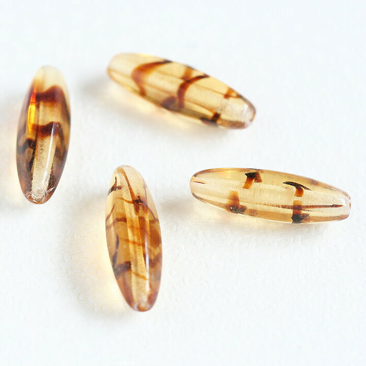 楽天市場】チェコガラスビーズ 19×7mm アンバー《4個》 ピアス 