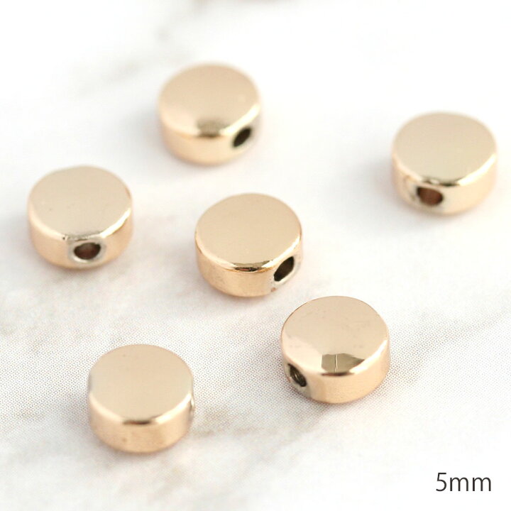 楽天市場】平丸メタルビーズ 4mm,5mm ゴールド 6個 アクセサリーパーツ 