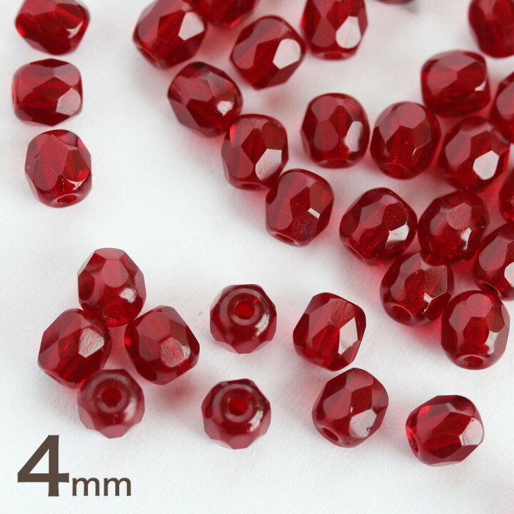 楽天市場】チェコビーズ FP ファイヤーポリッシュ 4mm ガーネット 約30 