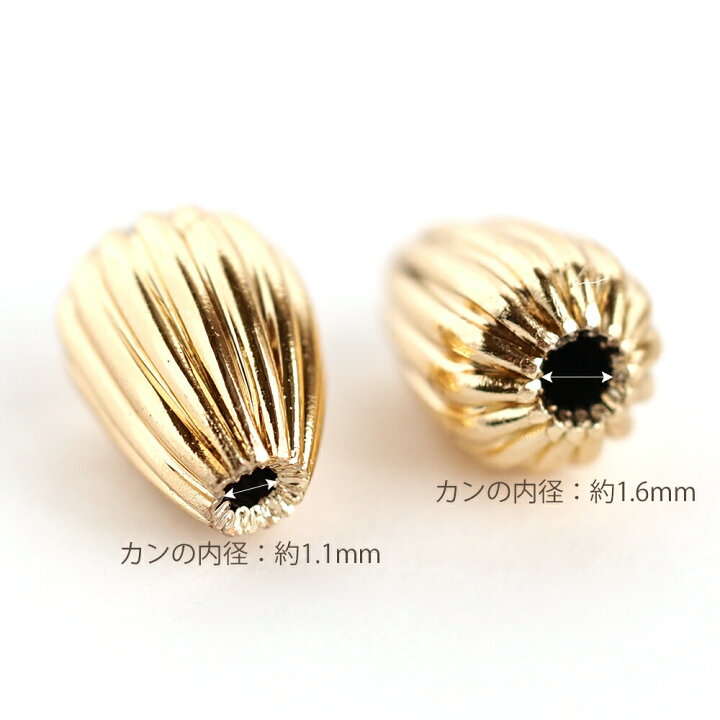 楽天市場】アクセサリーパーツ スジ入りドロップメタルビーズ ゴールド 