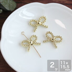 メタルパーツ リボンパーツ No.5 ゴールド 2個 アクセサリーパーツ ピアス イヤリング 手作り ハンドメイド 材料 素材 りぼん スーパーSALE