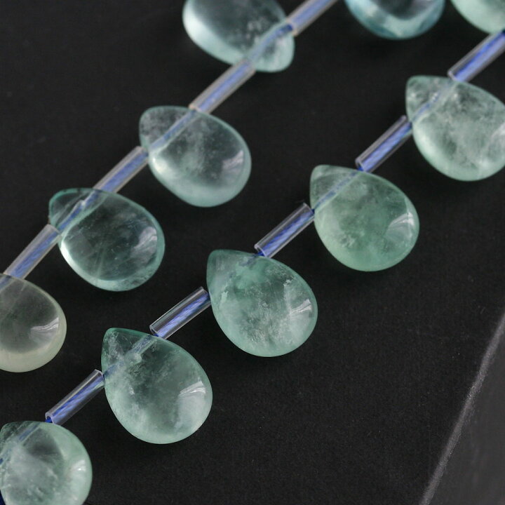 楽天市場】天然石グリーンフローライト 10×14mm プレーンドロップ 1連
